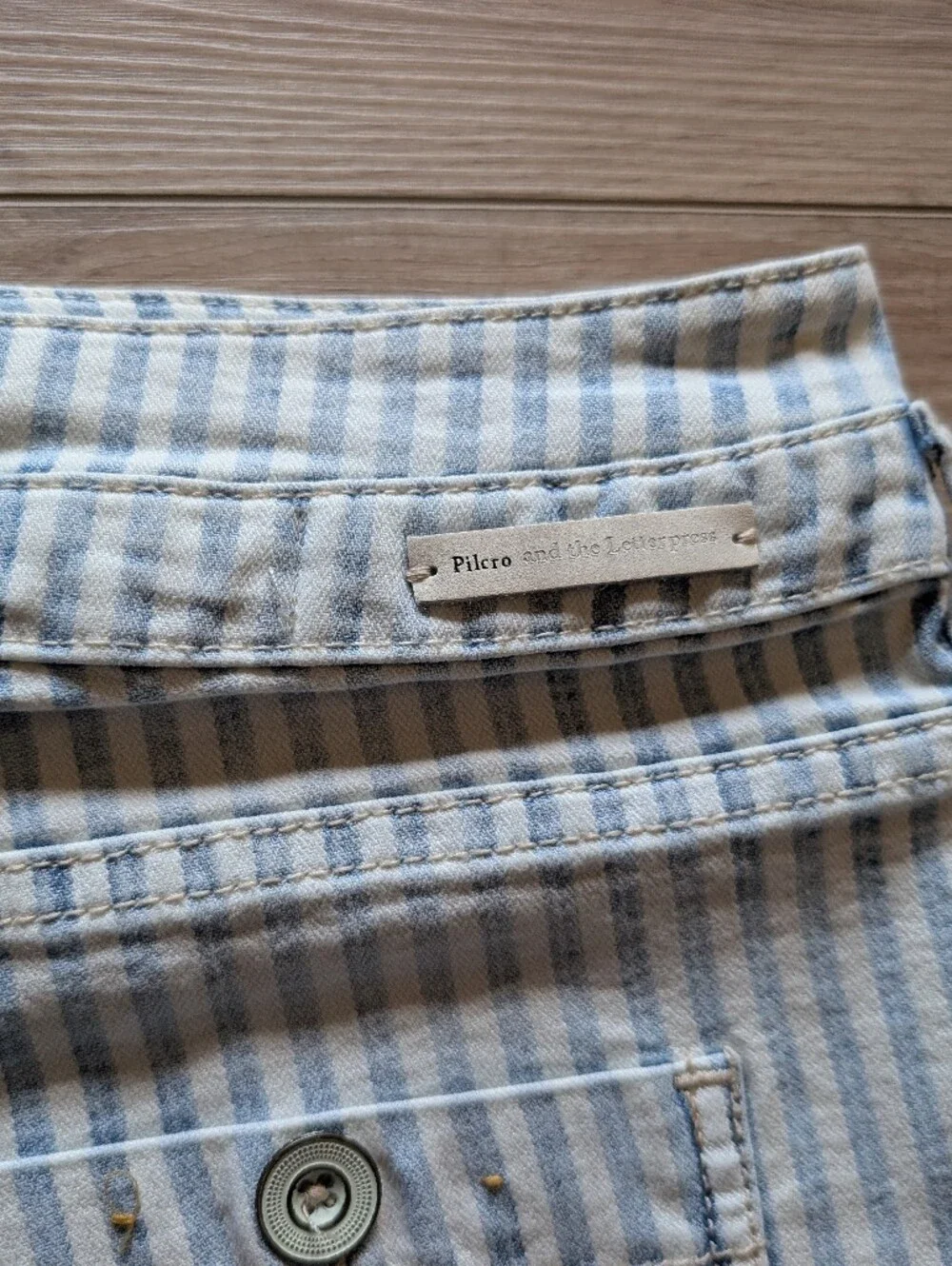 Anthropologie Pilcro & the Letterpress Blue & White Striped Denim Shorts - Picture 6 of 7